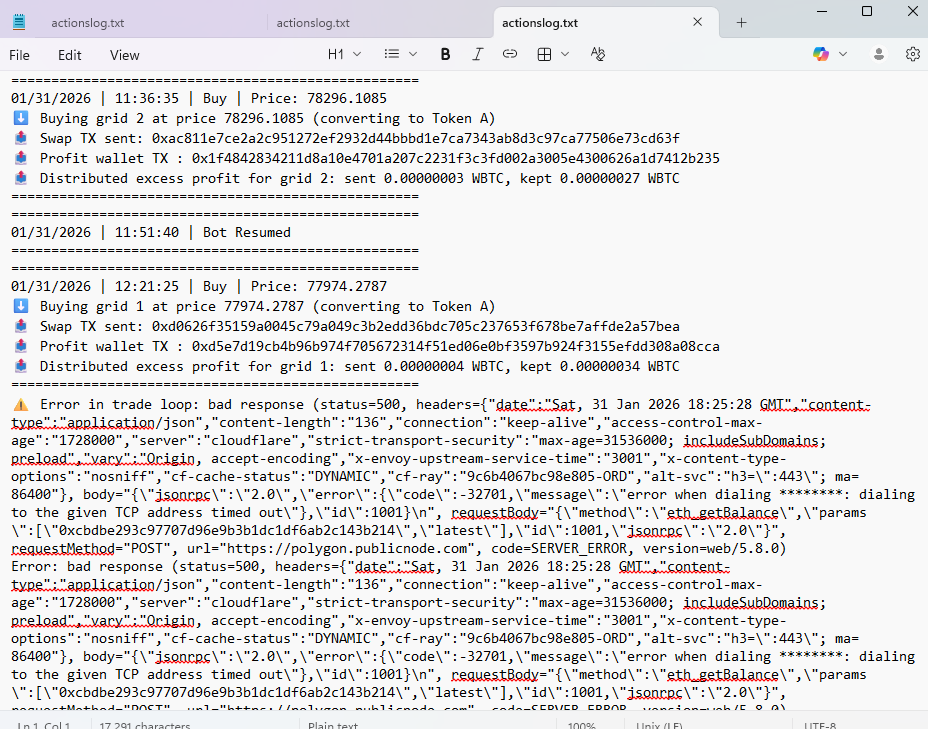 Error entries